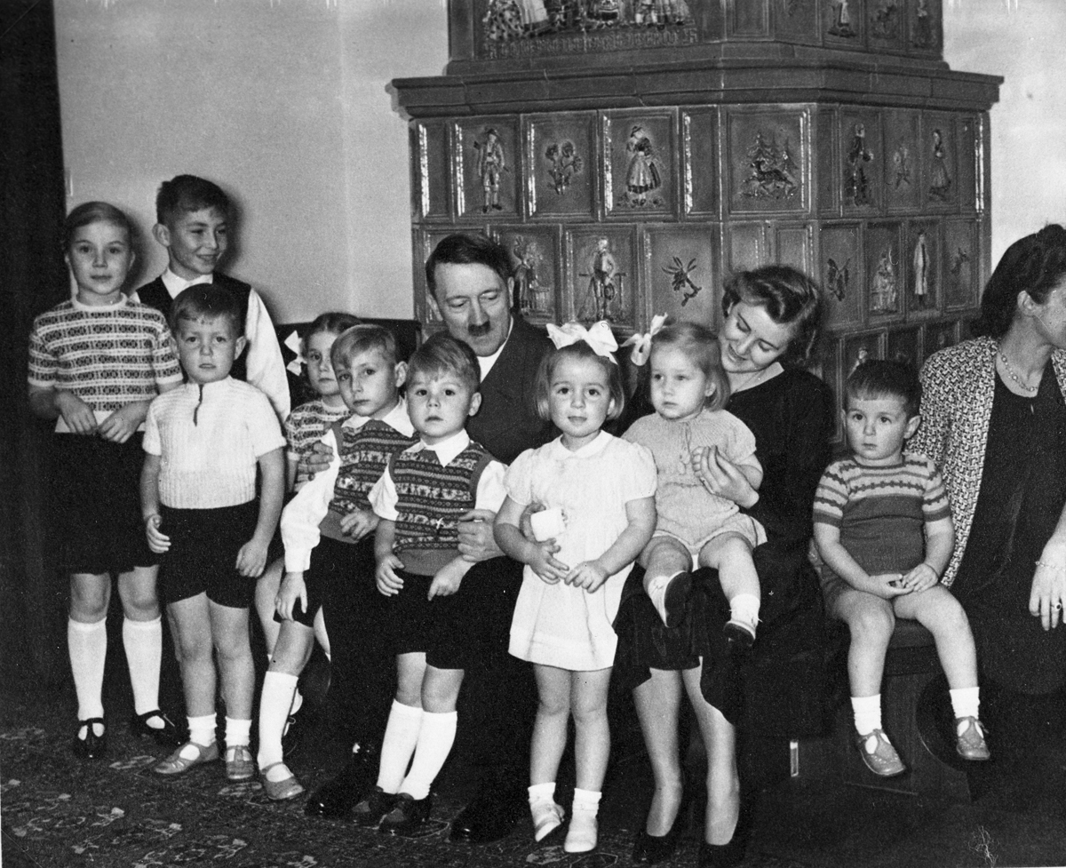 Adolf Hitler and Eva Braun with the Speer and Bormann children, from Eva Braun's albums